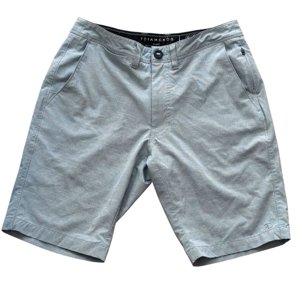 7 Diamonds Performance Golf Shorts Light Blue Subtle Pattern Men's Size 29x10